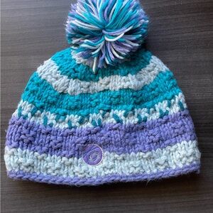 Womens Blue and Purple Knit Beanie